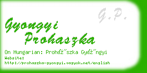 gyongyi prohaszka business card